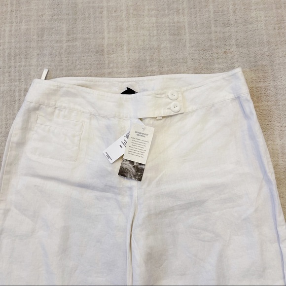 Eileen Fisher White Organic Linen Cropped Pants Sz M NEW - Picture 12 of 14